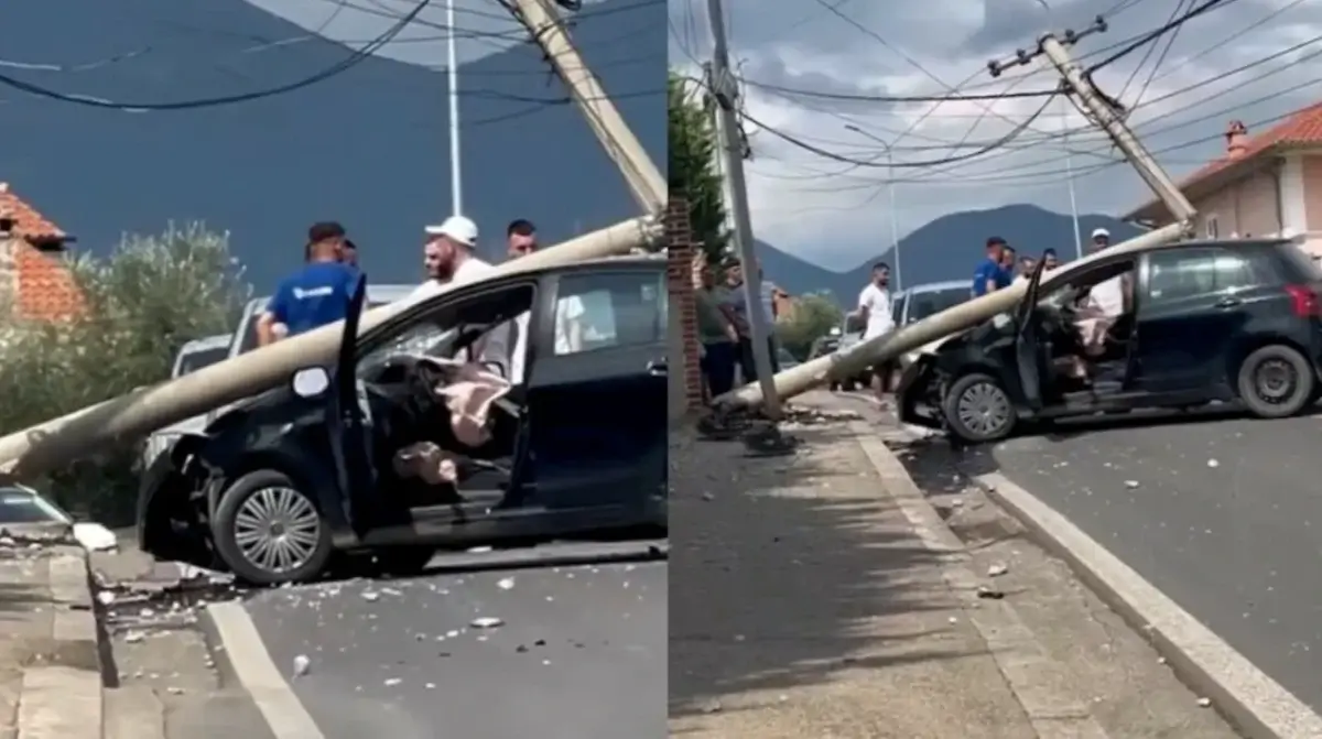Aksident i rëndë në Paskuqan! Makina përpIaset me shtyllën elektrike, shoferi…