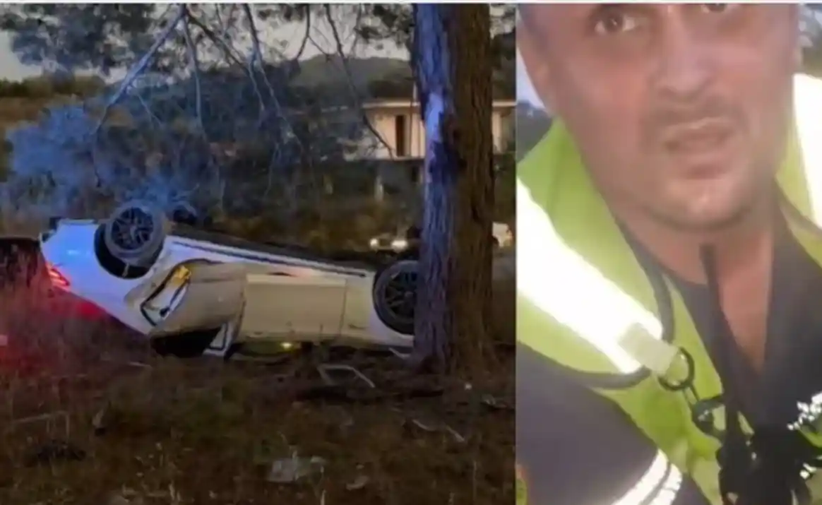 “Benzi” u përplas me pishën dhe shpërtheu në flakë, polici “hero” nuk pret zjarrfikësen! Futet mes flakëve dhe shpëton tre të rinjtë në Fier